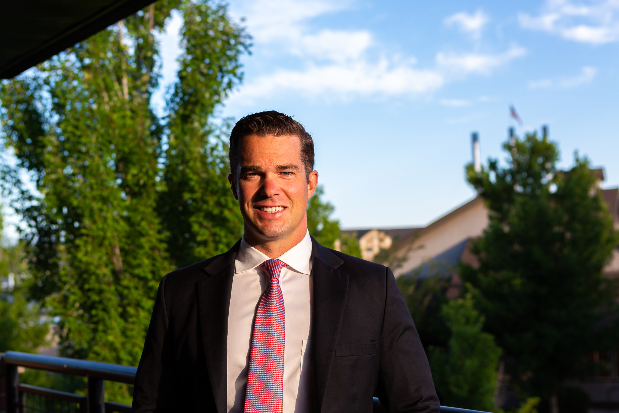 On of our Partners Josh, standing on the balcony of our new office building in Bend